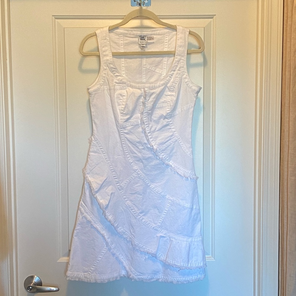 Worth white denim sleeveless dress